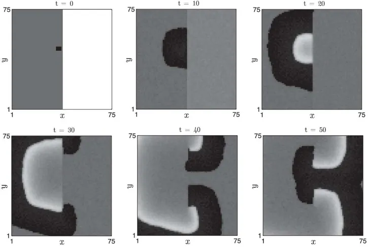 Figure 19. The determination of an activation threshold for a bead placed at the centre of the spatial domain