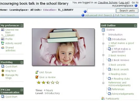 Figura 2: Layout do Curso “Incentivando a leitura de livros na biblioteca  da escola”