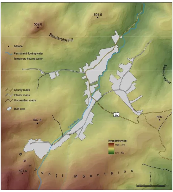 Figure 4. The hypsometric map of Buda village 