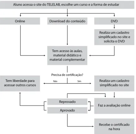 Figura 12: Fluxograma de distribuição, avaliação e certificação do TELELAB  na web, a partir de 2012 