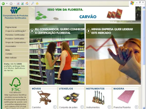 Figura 4: interface principal do Compradores de Produtos Florestais Certificados da Amazônia  Fonte: http://compradores.amazonia.org.br/ 