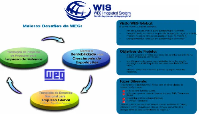 Figura 10: Visão dos objetivos do projeto WIS em relação aos objetivos da WEG. 