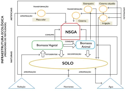 Figura 7: Infraestrutura ecológica na mediação de fluxos metabólicos do agroecossistema