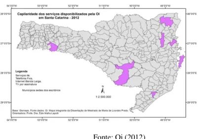 Figura 7- Capilaridade dos serviços em Santa Catarina -  2012 