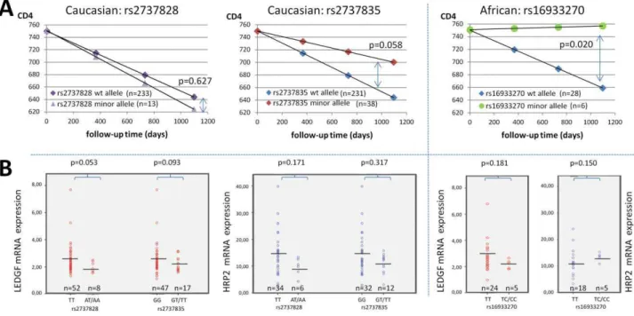 Figure 4. Biological variability and correlation of LEDGF/p75 mRNA with HRP2 mRNA expression