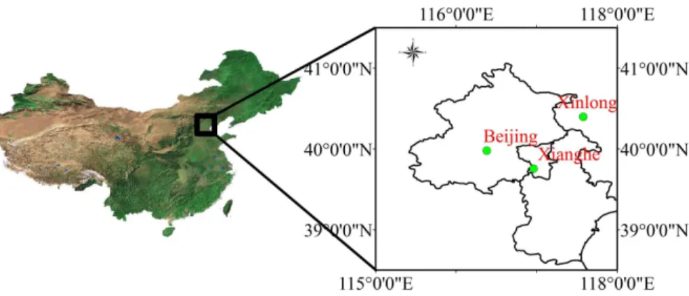 Fig. 2. Study area in the NE of China. The location of AERONET sites in this area is indicated.