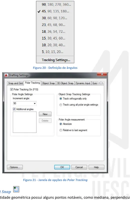 Figura 21 - Janela de opções do Polar Tracking 