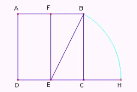 Figura 7 – Arco BH obtido a partir do traçar da diagonal EB do retângulo BCEF. 