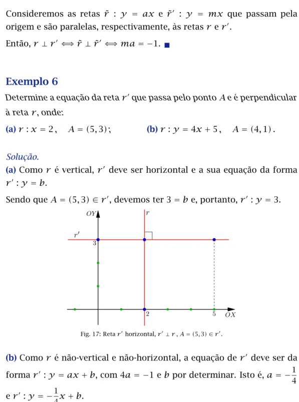 Fig. 17: Reta r ′ horizontal, r ′ ⊥ r , A = (5, 3) ∈ r ′ .