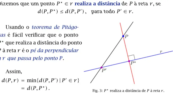 Fig. 3: P ⋆ realiza a distância de P à reta r.