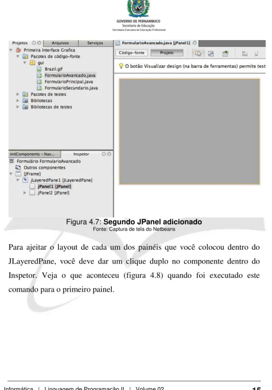 Figura 4.7: Segundo JPanel adicionado 