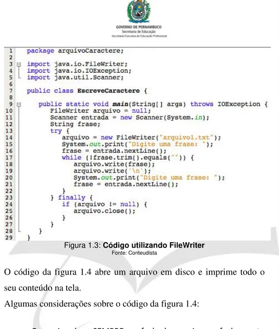 Figura 1.3: Código utilizando FileWriter 
