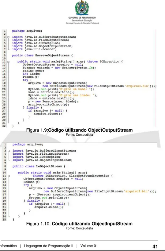 Figura 1.9:Código utilizando ObjectOutputStream 