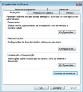 Figura 1.5: Janela de configuração da variável de ambiente Fonte: Printscreen Windows 2000 e XP