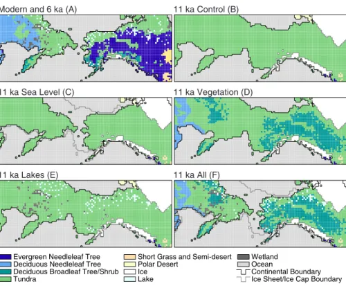 Figure 4. Land cover for RegCM climate simulations. Modern conditions are also used for the 6 ka simulation; there are minor differences in forest cover between modern and 6 ka (see Fig