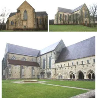 Figure 1. Abbey of Epau: Top: two views of the abbey-church. 
