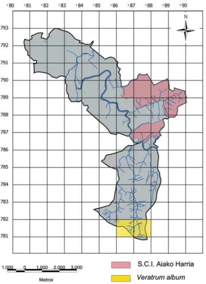 Fig. 10.- Map displaying the new subpopulations of V. album found in Hernani municipality