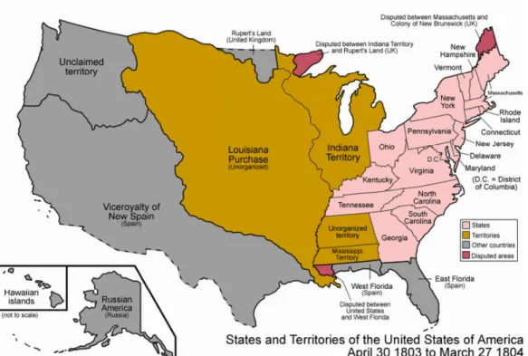 FIGURE 6 - The USA and the West in 1803 – the Louisiana purchase. 
