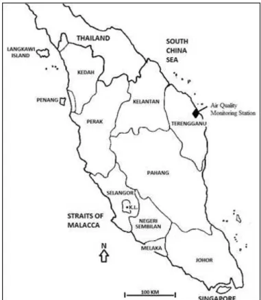 Figure 1. Location of the air quality monitoring station in Kuala Terengganu, Terengganu