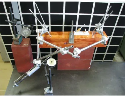 Fig. 6 Prototype of the external fixator for pelvis and acetabulum and its measurement