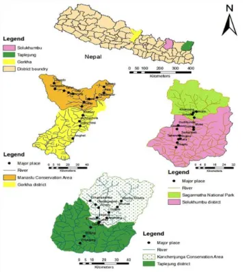 Figure 1.  Map of study areas in Central Himalaya, Nepal 