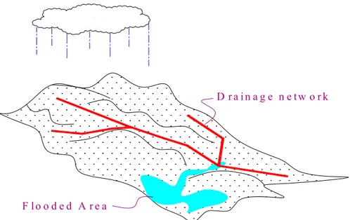 Fig. 2. Interacting physical systems which can be simulated by 1-D–2-D coupled flood model.