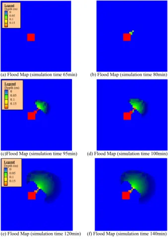Fig. 8. Inundation maps at different time of simulation.