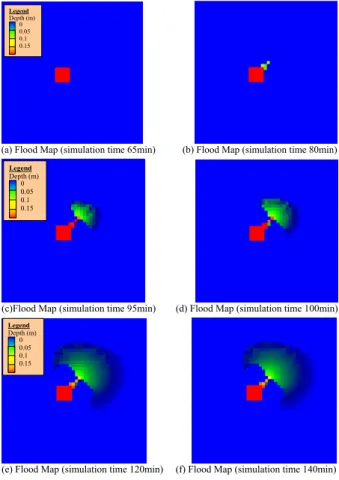 Fig. 8. Inundation maps at different time of simulation.