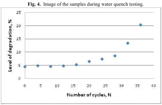 Fig. 5. Level of degradation of the samples during testing. 