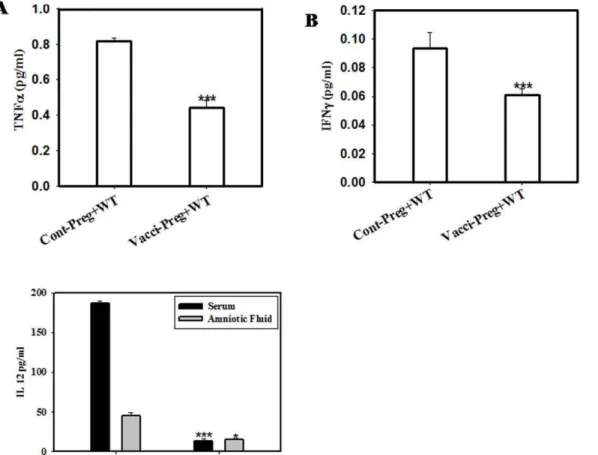 Figure 6. Th1 and 2 cytokine levels in vaccinated than unvaccinated non-pregnant mice