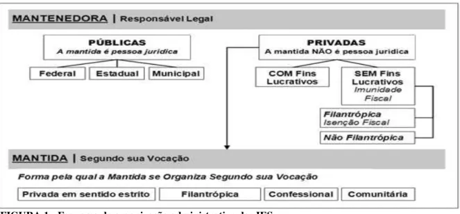 FIGURA 1 - Esquema de organização administrativa das IES  Fonte: SANTOS, 2007, p. 21. 