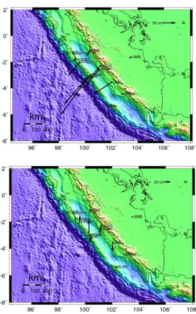Figure 1   Displacement  vectors  of  GPS  SuGAr  stations  (the  upper  panel: 