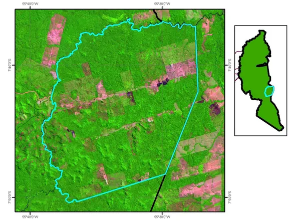 Figura 5.2.5 – Detalhe da região 5 sobre imagem Landsat 5 TM(R5G4B3) do ano de 2008 