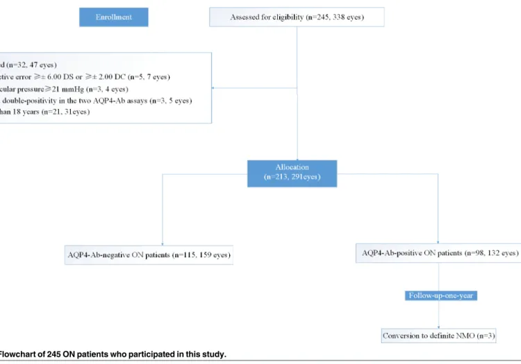 Fig 1. Flowchart of 245 ON patients who participated in this study.