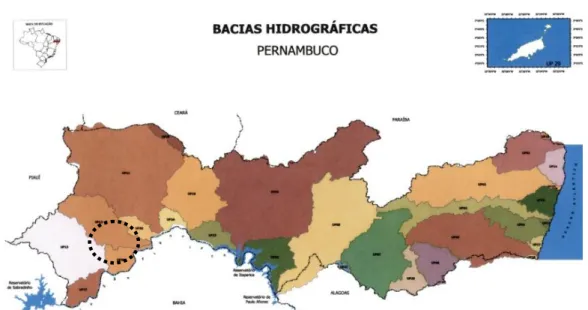 Figura  3.  Bacias  Hidrográficas  abrangidas  pela  unidade  de  conservação.  Fonte:  Atlas  de  Bacias Hidrográficas de Pernambuco