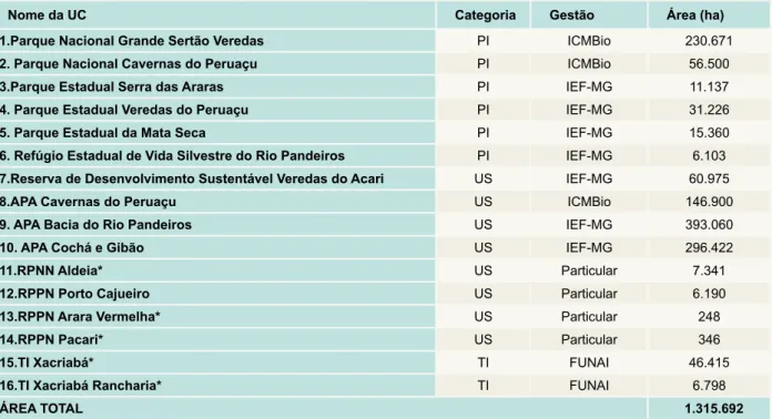 Tabela 21 - Áreas Protegidas do Mosaico Sertão Veredas-Peruaçu