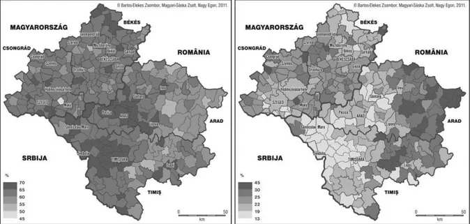 Table 1. Age structure of the population in the studied  counties in 2008 (%) 