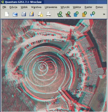 Fig. 3. Example visualisation of stereo orthophoto in  QuantumGIS environment (courtesy of MGGP AERO 