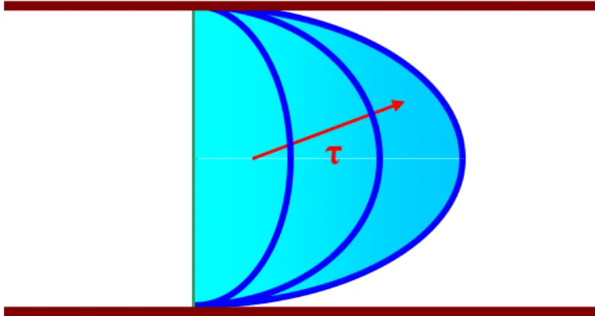 Figure 5.  Variations of velocity field in a tube subject to a step change in pressure