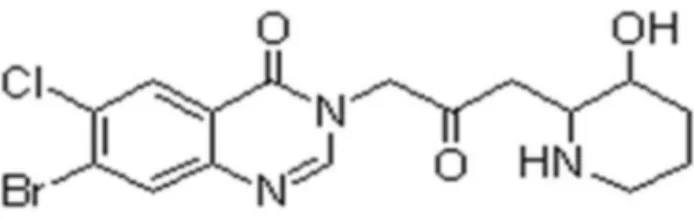 Figure 1.  The chemical structure of halofuginone (HF).  