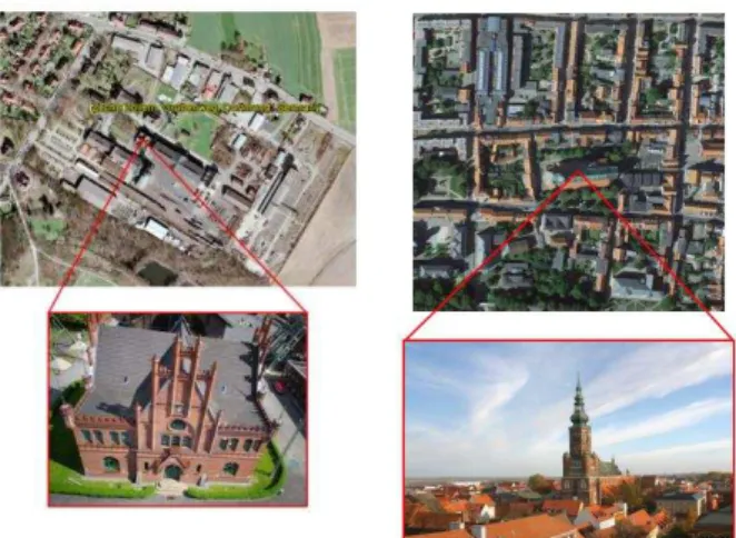Figure 4. The generated point cloud of first dataset, whole  of building (left and up) and the selected side for  modelling (left and down), The generated point cloud of 