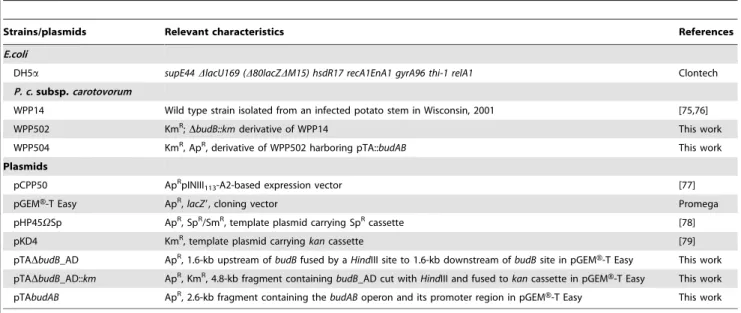 Table 1. Bacterial strains and plasmids used in this study.