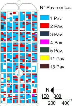 Figura 6: Mapa do gabarito das edificações do Centro                                                                    Fonte: Sinop (2013) (Adaptado) 