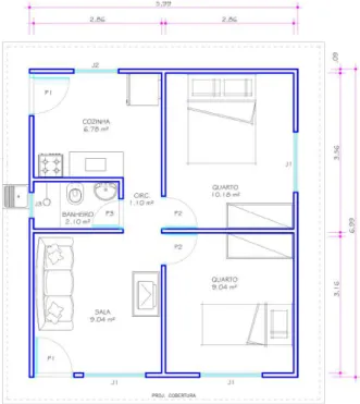 Figura 1: Projeto padrão da Caixa Econômica Federal 42m². 