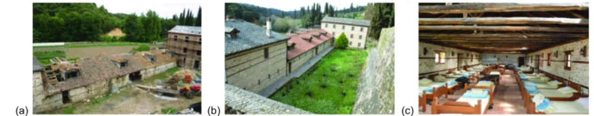 Figure 1. The Haybarn Complex: Mulekeepers’House, Stable, Haybarn (left to right);  