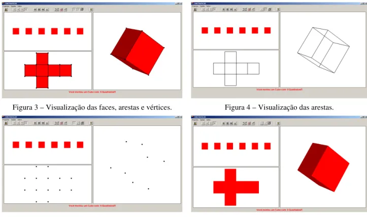 Figura 3 – Visualização das faces, arestas e vértices.  Figura 4 – Visualização das arestas