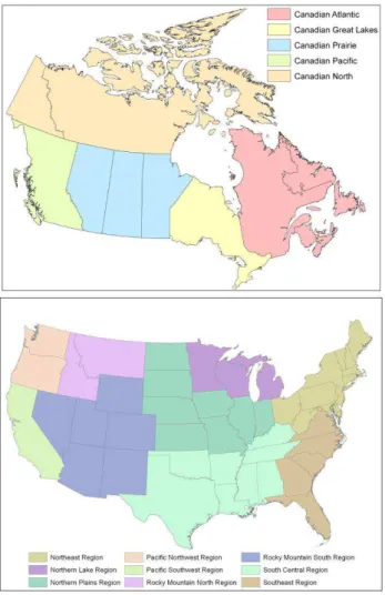 Fig. 3. Forest regions in Canada and the United States (Alaska is not shown here).