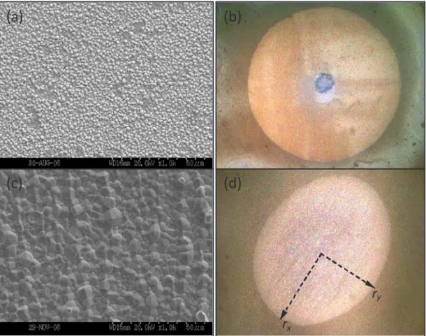 Figure 1: (a) SEM images Topography of IMC1 surface. (b) Wicking pattern (Circle) of Sn-Pb on IMC1