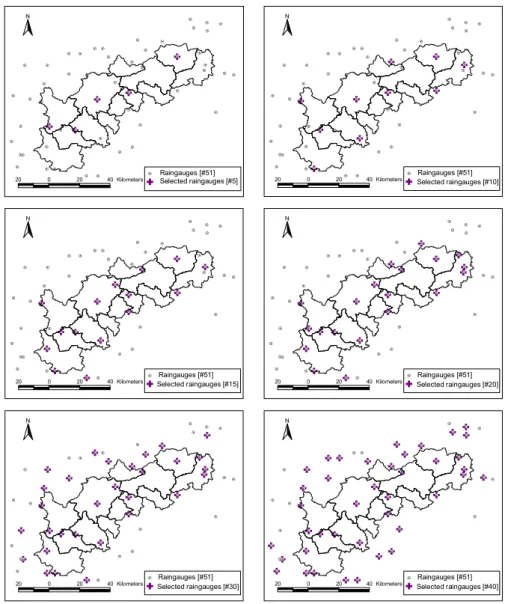 Fig. 2. Spatial distribution of the selected raingauge networks.