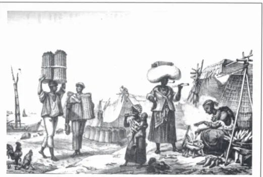 Figura 4: Debret – Negro vendedor de carvão e vendedoras de milho
